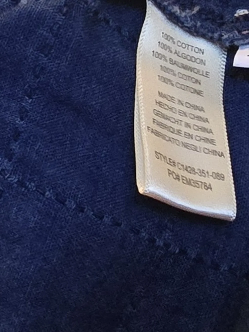 Cloth & Stone Quilted Denim High-Low Tunic Dress Blue XS Frayed Pockets - Picture 10 of 11